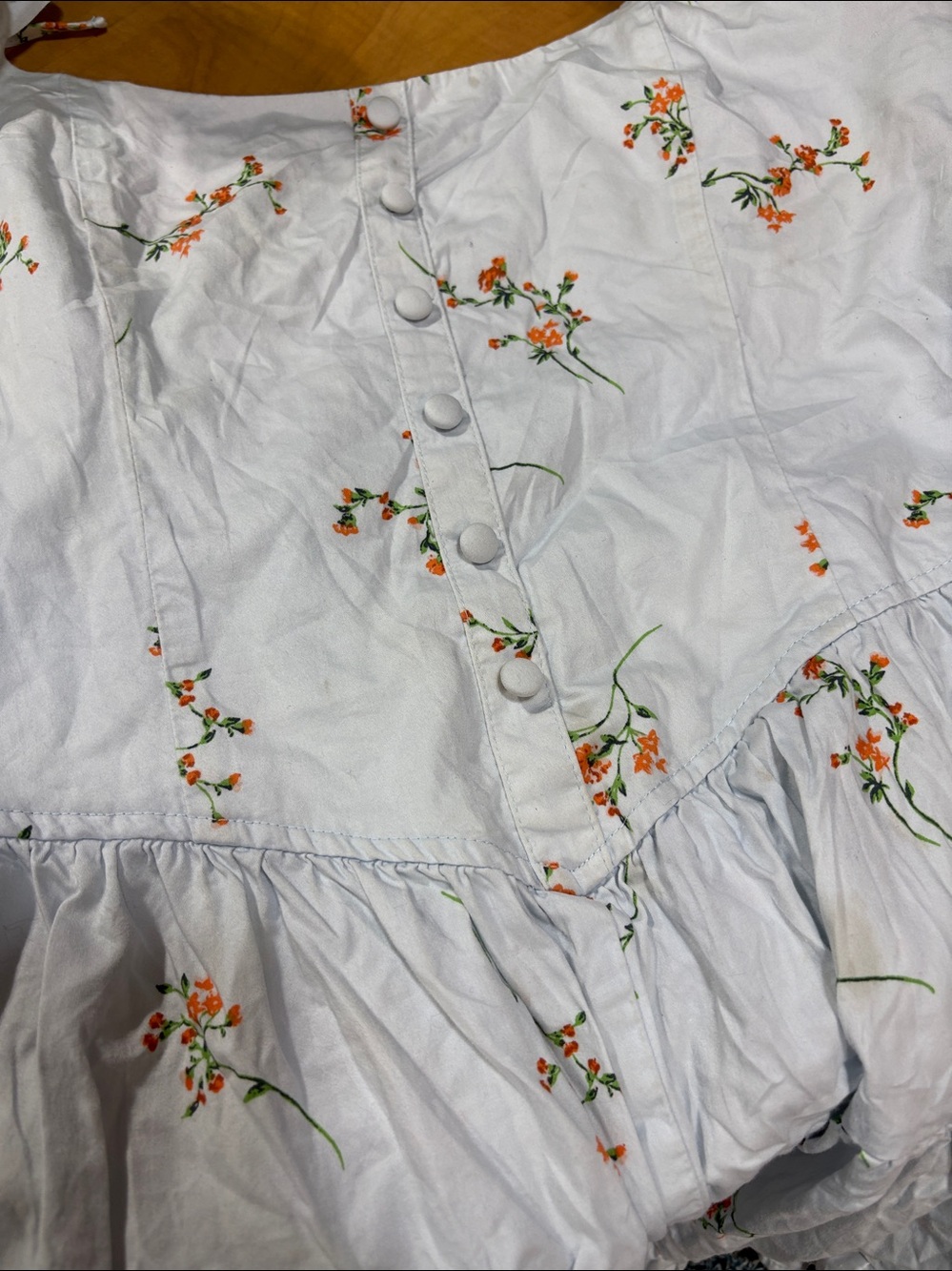 White Floral Button-Front Women’s Accessory Top - Orange Floral